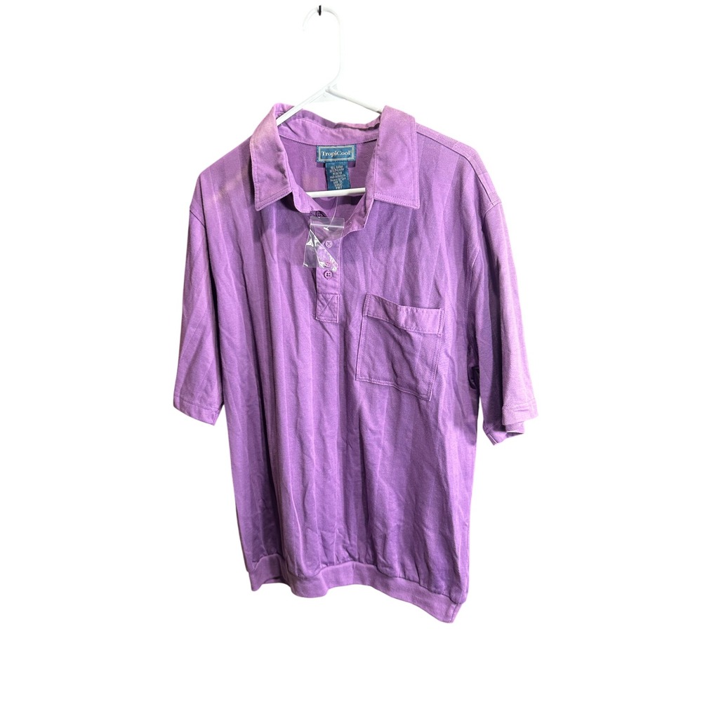 TropiCool Mens Large TL Purple Short‎ Sleeve Collared Pocket Polo Shirt